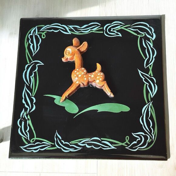 RARE MCM Kemper Thomas Ceramic Tile Art Nursery Rhyme Decor Hanging Wall Wood - Picture 5 of 6